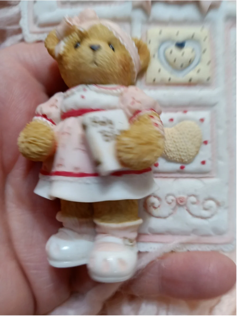 Cherished Teddies Girl's First Communion Cross Holy Bible Hanging Figurine 2003